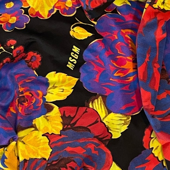 $245 MSGM Tie Neck Pussybow Blouse stretch floral long sleeve 38 Small - Picture 5 of 12